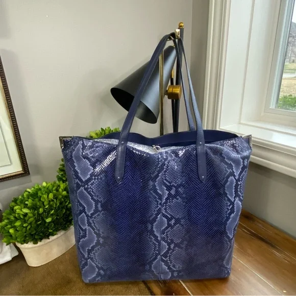 Coach XL Josie Blue Glass Python-Print Leather Tote - Picture 6 of 15